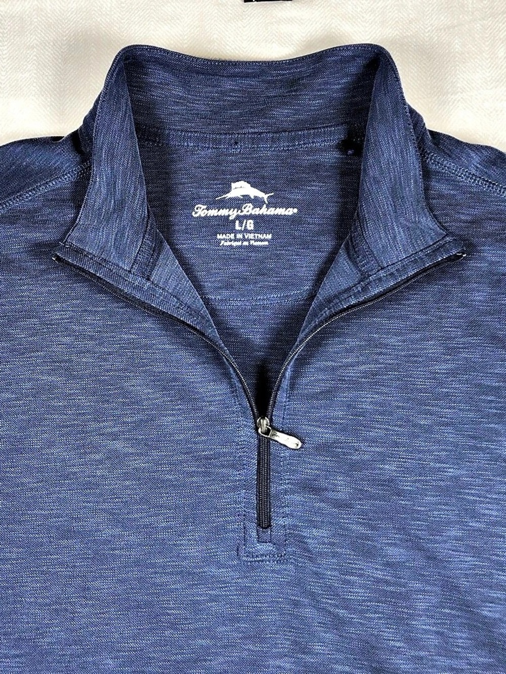 Tommy Bahama Mens L Navy Blue Modal Quarter Zip Pullover Long Sleeve Shirt